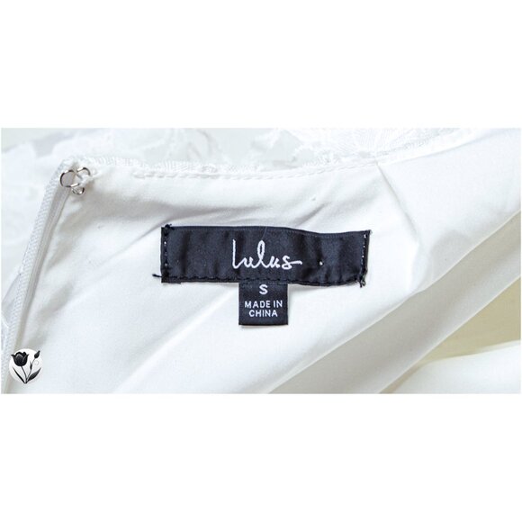 Lulus Dress Size S White Jacquard Organza Lace-Up Midi Floral Bridal - Picture 6 of 11